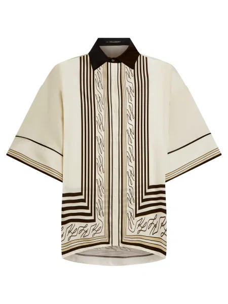 Karl Lagerfeld Bluză de noapte pielii / negru / murdar alb