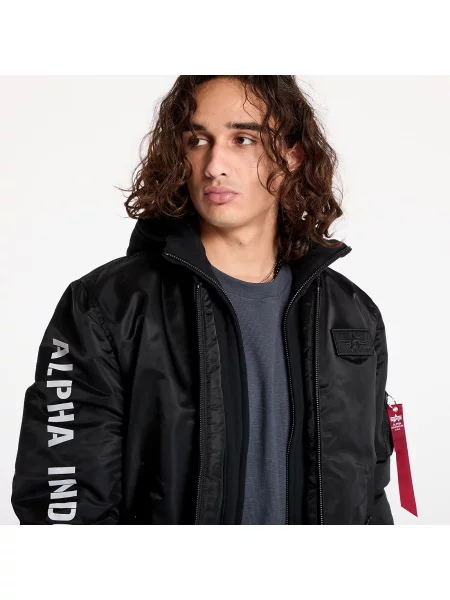Bunda Alpha Industries D-Tec Sleeve Embroidery Bomber black/reflective černá