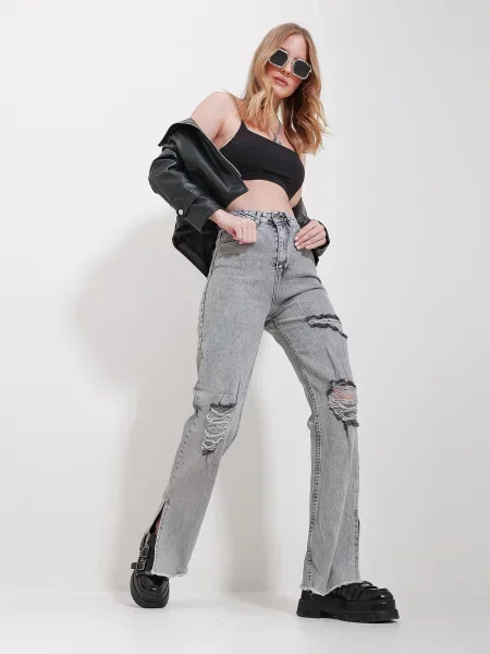 Trend Alacati Stili Джинси кльош сірий