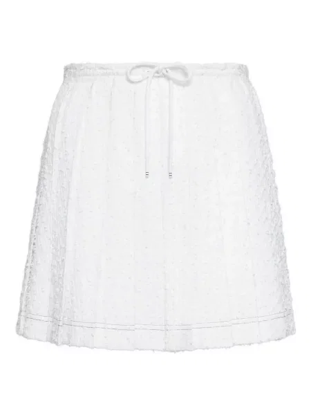 Fusta plisata Thom Browne din tweed plisată alb