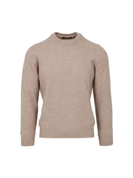 Sweter Gran Sasso z okrągłym dekoltem beżowy