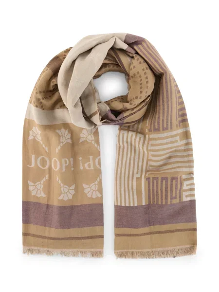 JOOP! Fular Ailis alb kitt / maro cappuccino / gri taupe bej