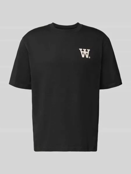 T-shirt z okrągłym dekoltem Model Liam' Wood Wood czarna