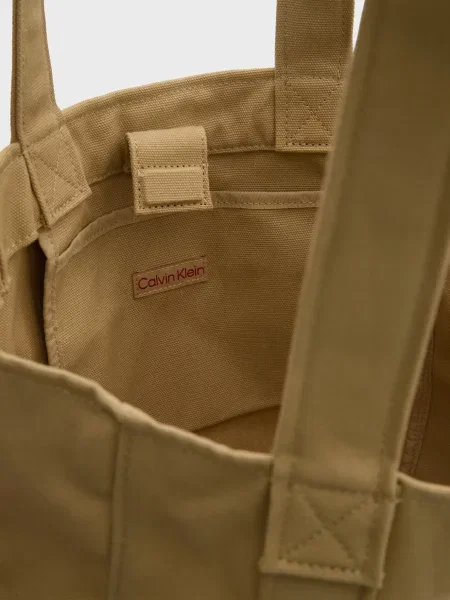Сумка шоппер Calvin Klein с ремешками из канваса бежевая