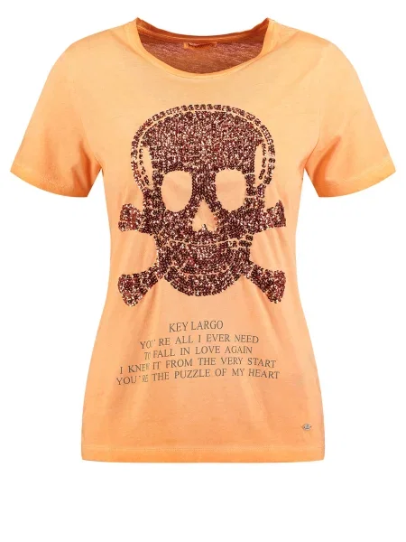 Key Largo Tricou Bone ciocolatiu / caisă portocaliu