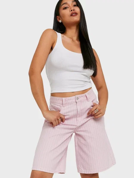 Смугасті джинсові шорти Tally Weijl рожеві