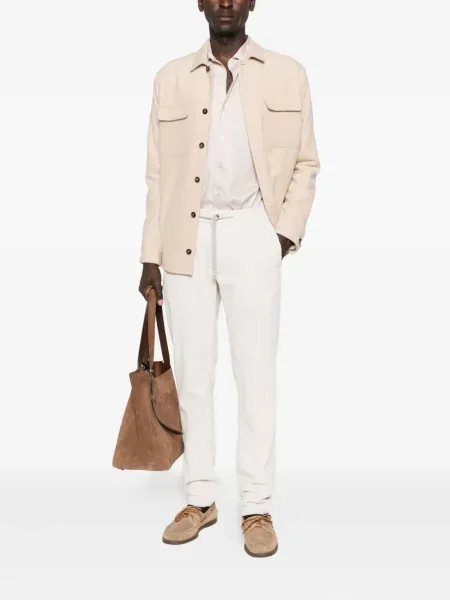 Pantaloni Eleventy de catifea cord alb