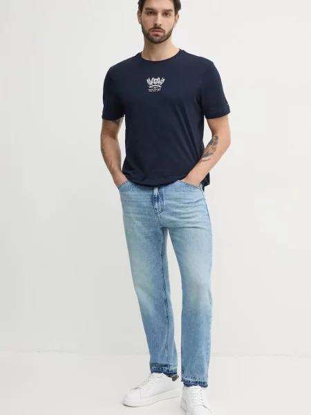 Kratka majica Tommy Hilfiger mornarsko modra