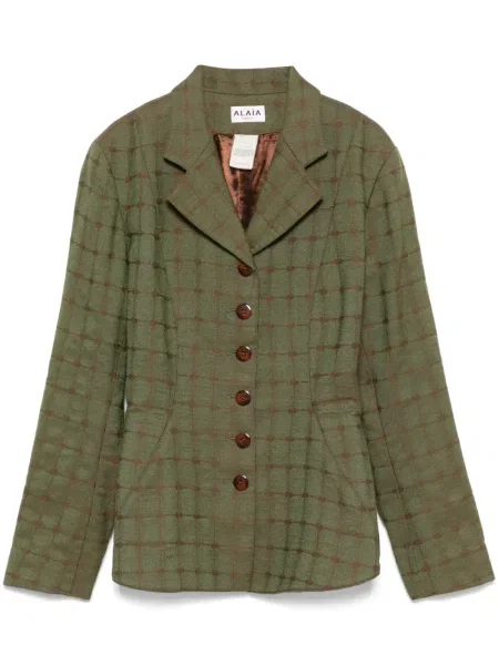 Kostkovaná bunda Alaïa Pre-owned zelená