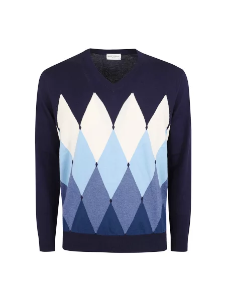 Sweter z dekoltem w serek Ballantyne niebieski