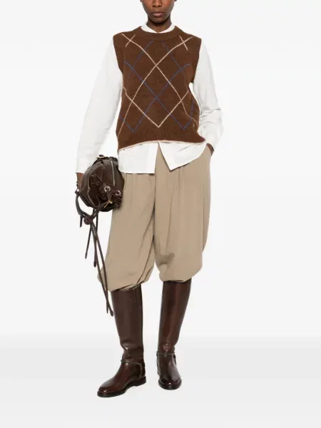 Vestă Moismont tricotate cu model argyle maro