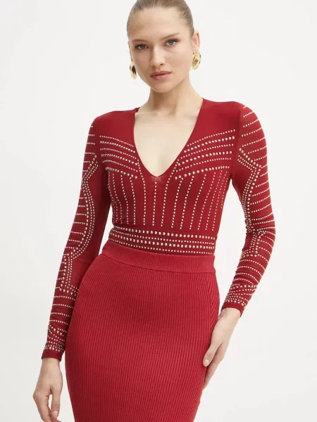Marciano Guess body KRISTAL z aplikacją bordowy