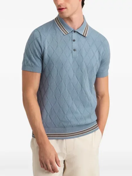 Πλεκτό polo Pringle Of Scotland argyle μπλε