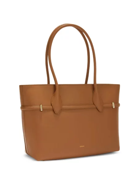 Δερμάτινη τσάντα shopper Furla καφέ