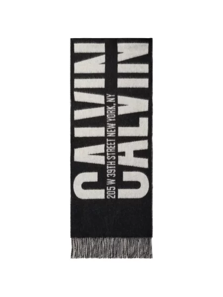 Fular Calvin Klein cu franjuri negru