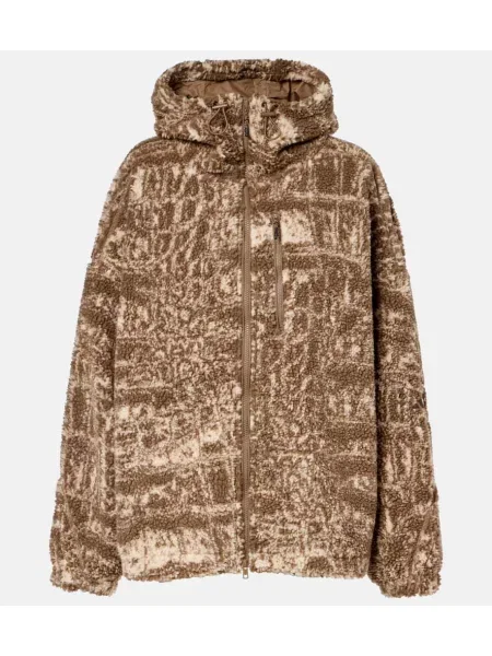 Geacă Adidas By Stella Mccartney din fleece cu imagine maro