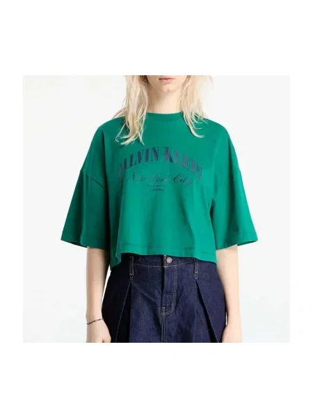 Póló Calvin Klein Jeans Ss Cropped Boxy Heri Tee Green S zöld