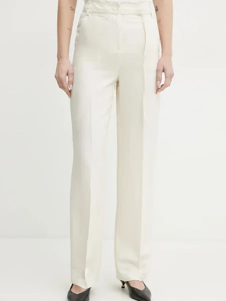 Patrizia Pepe pantaloni din amestec de in bej