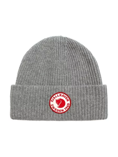 Шерстяная шапка Fjallraven с лого серая