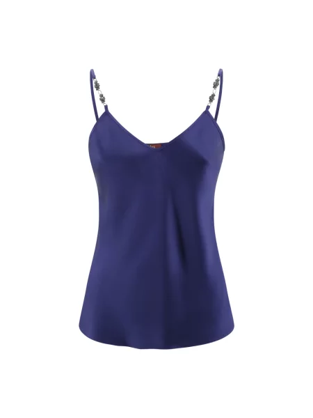 Satynowy top Max Mara Studio niebieski