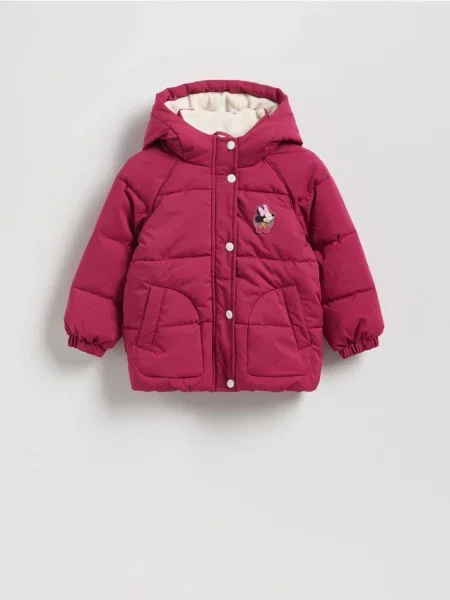 Reserved Pikowana kurtka Minnie Mouse intensywny róż