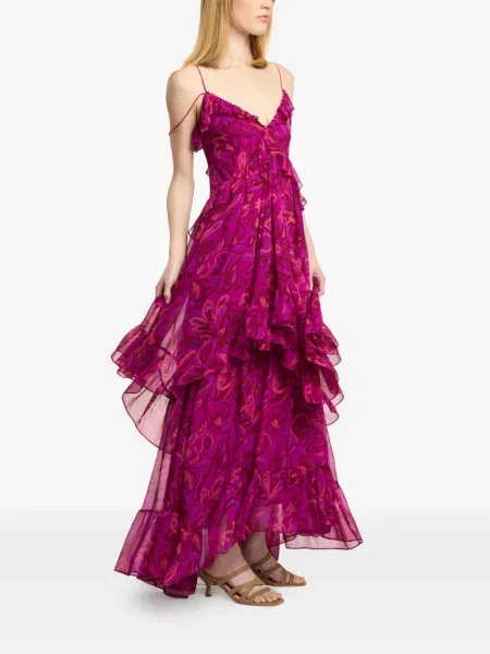 Rochie maxi Cinq A Sept cu imagine cu model paisley roz