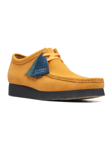 Półbuty Clarks sznurowane skórzane żółte