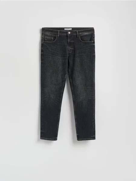 Reserved Blugi slim cu efect prespălat negru