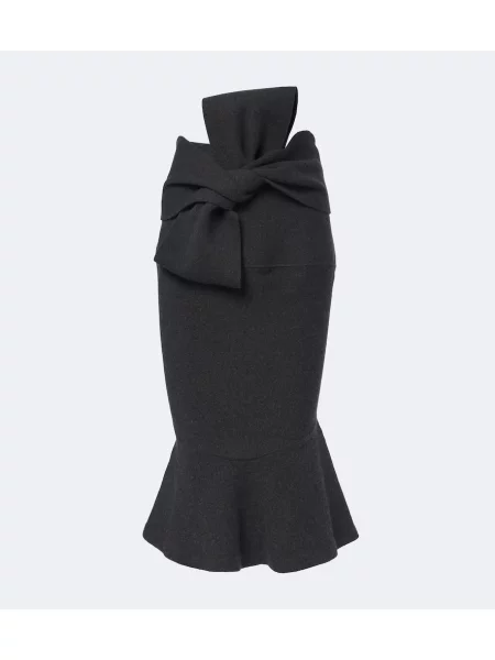 Fustă midi Jacquemus de lână gri