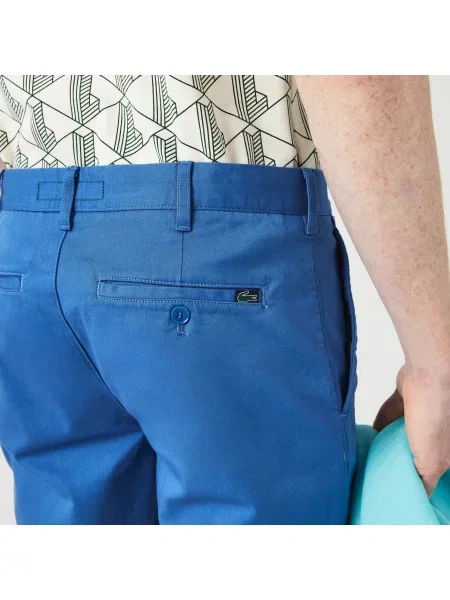 Lacoste Bermudy Z Elastycznej Bawełny Slim Fit niebieskie