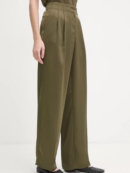 Spodnie Carter szerokie high waist zielony