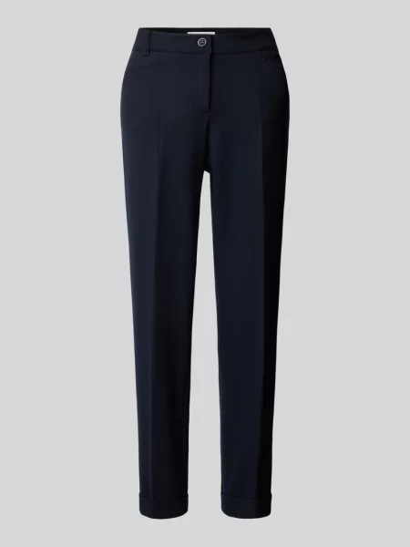 Spodnie materiałowe o kroju tapered fit w kant model ‘UTE’ Raffaello Rossi granatowe