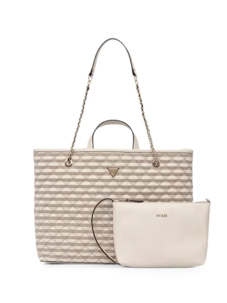 Matlasat geantă shopper Guess cu dungi