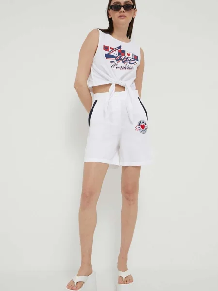Love Moschino pantaloni scurti din cu imprimeu high waist alb