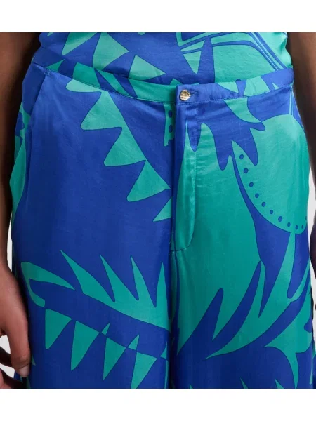 Pantaloni Poupette St Barth cu talie înaltă cu imagine albastru