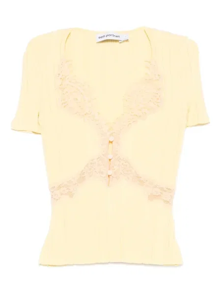 Dzianinowy top Self-portrait żółty