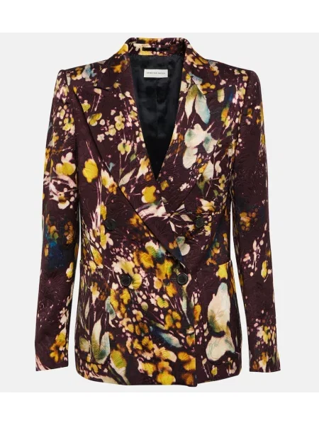 Dvoredni dvoredni blazer Dries Van Noten s cvetličnim vzorcem