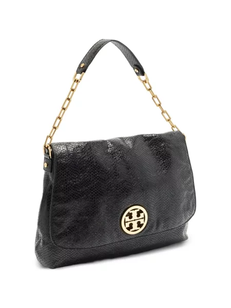 Bőr kígyómintás kézitáska Tory Burch fekete
