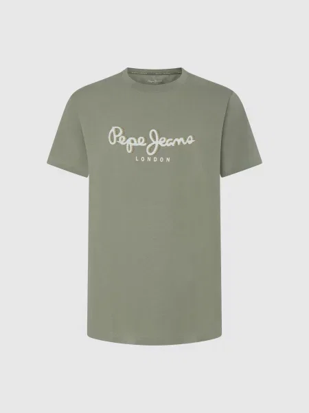Тениска Pepe Jeans ABEL зелено с принт каки
