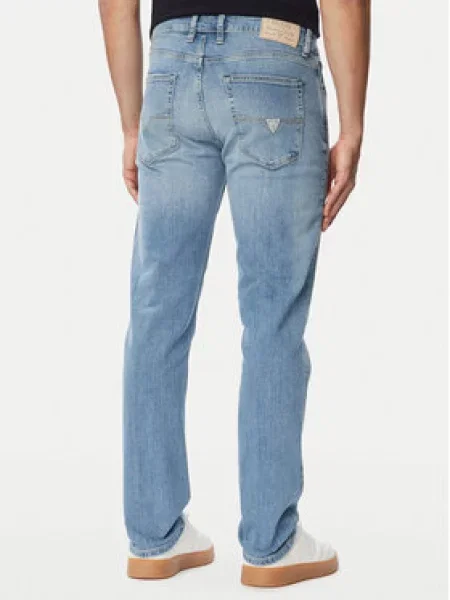 Guess Jeans hlače Finnley Slim Tapered Fit modra