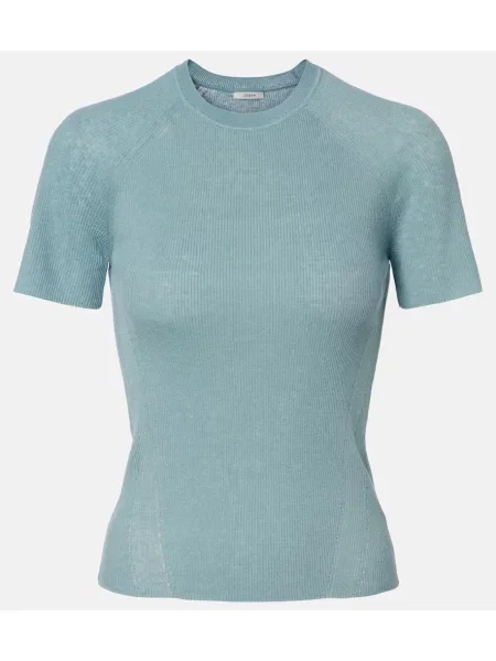 Tricou Joseph tricotate cu nervuri albastru