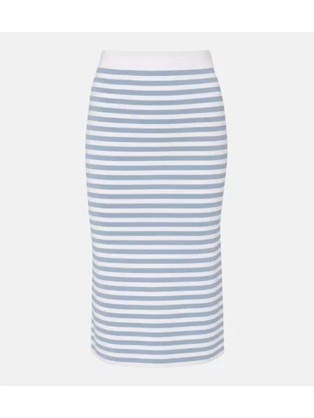 Fustă midi Max Mara cu dungi până la genunchi albastru