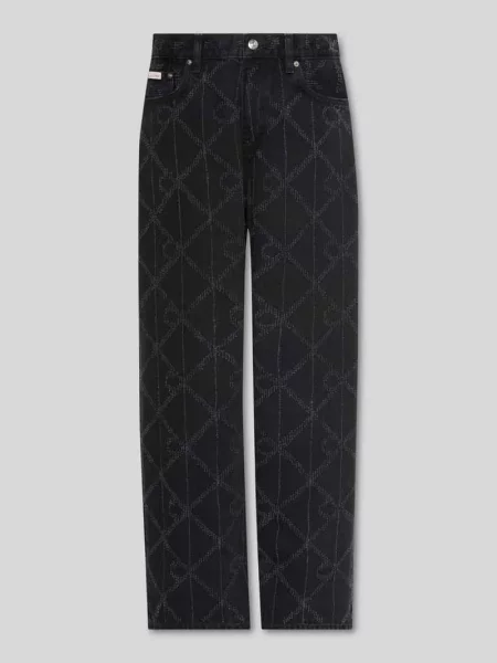 Jeansy o kroju baggy z czystej bawełny 5 kieszeni Calvin Klein Jeans czarne