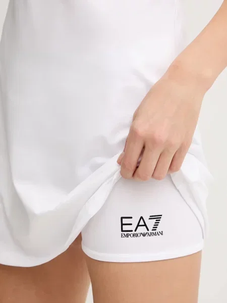 Платье мини Ea7 Emporio Armani клеш белое