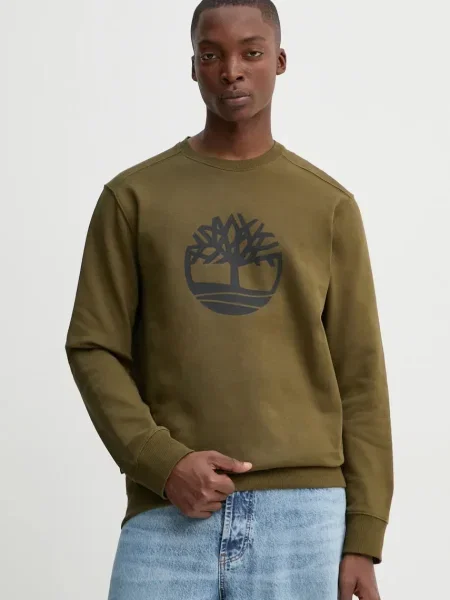 Férfi Timberland Tree Logo Crew Neck pulóver sötét olívazöld. Méret: XL zöld
