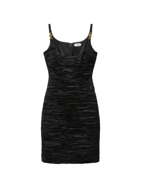 Satenska mini haljina Versace s draperijom crna