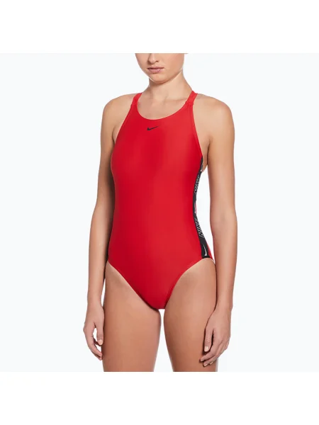 Női egyrészes fürdőruha Nike Logo Tape Fastback egyetemi vörös. Méret: S piros