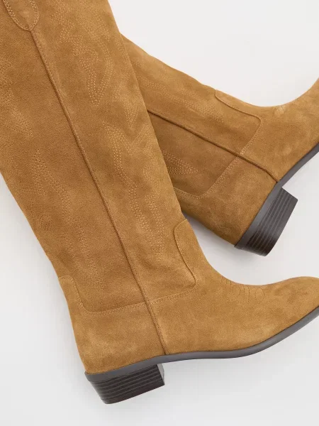 Замшевые ботфорты Reserved бежевые