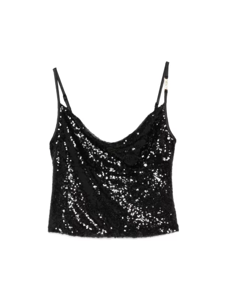 Top Versace Jeans Couture z cekinami czarny