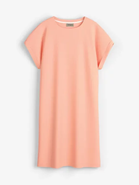 Sukienka T-shirtowa z grubszej dzianiny interlock z czystej bawełny pomarańczowa
